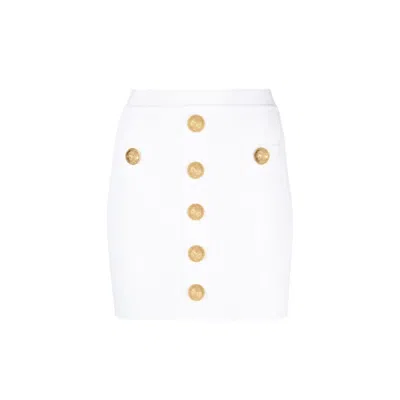 Balmain Stretch Mini Skirt In White