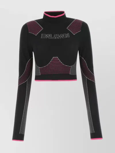 Balmain Top In Nylon Stretch Multicolor Donna In Brown