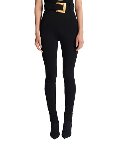 Balmain Stretch Trousers With Belt In Black