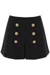 BALMAIN STRETCH VISCOSE CREPE SHORTS WITH GOLD-TONE LION HEAD BUTTONS