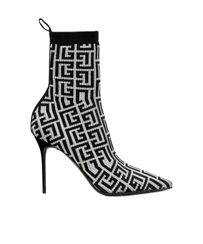 Balmain Stretch-knit Ankle Boots In Multi