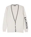Balmain Stripe-detail Cardigan In White