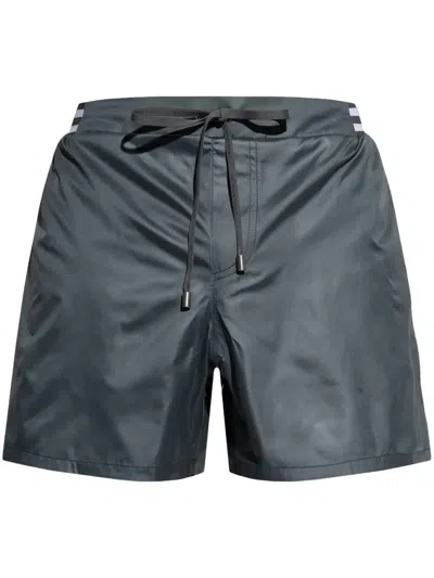 Balmain Stripe-detail Swim Shorts In Grey