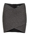 Balmain Stripe-pattern Knitted Miniskirt In Black