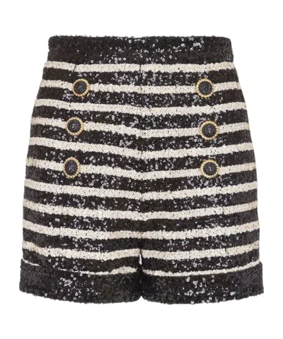 BALMAIN BALMAIN HORIZONTAL STRIPED EMBELLISHED SHORTS