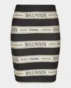 Balmain Ribbon Motif Short Jacquard Skirt In Blkbeige