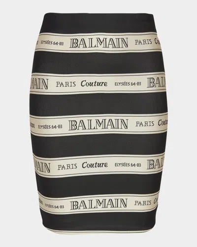 BALMAIN STRIPED BALMAIN JACQUARD MINI SKIRT