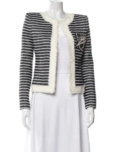 Pre-owned Balmain Striped Blazer In Black
