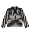 Balmain Striped Blazer In Black