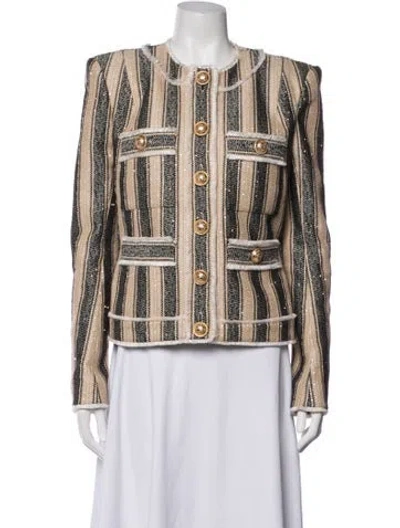 Pre-owned Balmain Striped Blazer In Neutrals