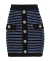 Balmain Striped Button-fastening Skirt In Black