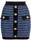 Balmain Striped Button-fastening Skirt In Black
