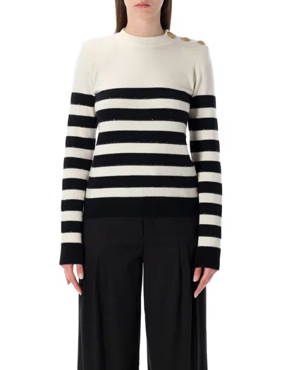 BALMAIN STRIPED BUTTONED KNIT