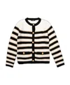 Balmain Striped Buttoned Knitted Cardigan In Gold