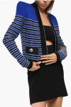 Balmain Striped Cardigan Embellished With Sequins In Multi