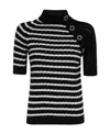 Balmain Striped Cashmere-blend Top In Black