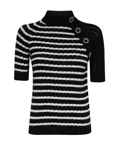 BALMAIN BALMAIN STRIPED SHORT-SLEEVED KNITTED TOP