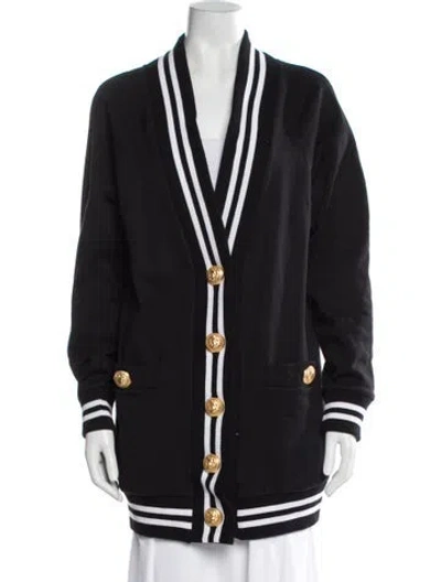 Pre-owned Balmain Striped Coat In Gray