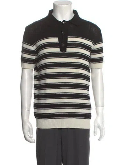 Pre-owned Balmain Striped Collar Polo Sweater In Black