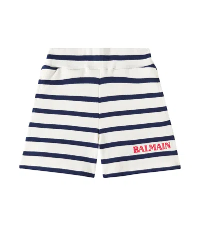 Balmain Kids' Striped Cotton-blend Jersey Shorts In Multicoloured