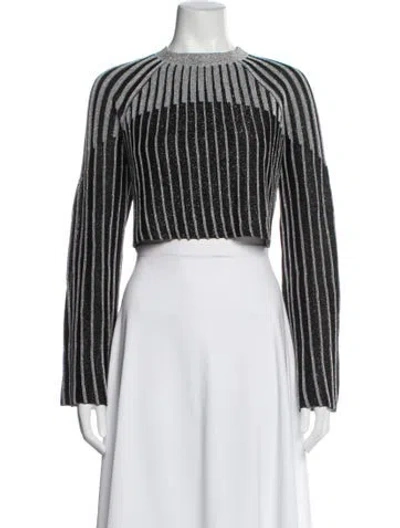 Pre-owned Balmain Striped Crew Neck Crop Top In Multi