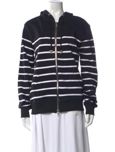Pre-owned Balmain Striped Crew Neck Hoodie In Blue