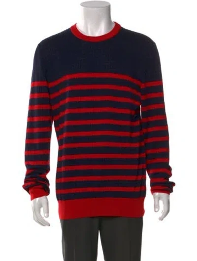 Pre-owned Balmain Striped Crew Neck Pullover In Blue