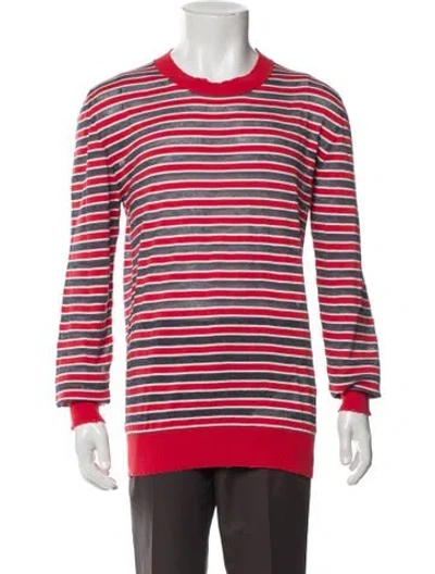 Pre-owned Balmain Striped Crew Neck Pullover W/ Tags In Red