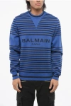 Balmain Striped Crew-neck Sweater In Blue