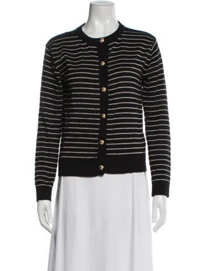 Pre-owned Balmain Striped Crew Neck Sweater In Black