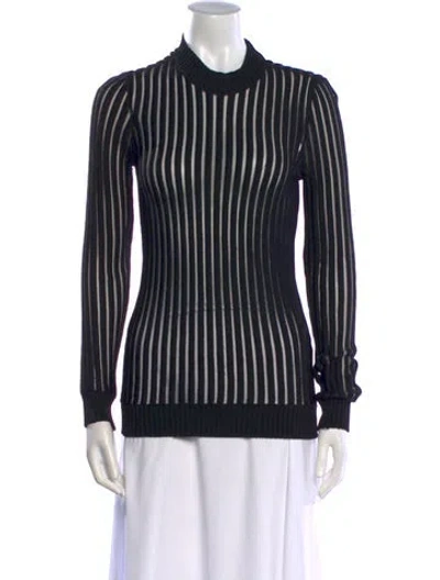 Pre-owned Balmain Striped Crew Neck Sweater In Black