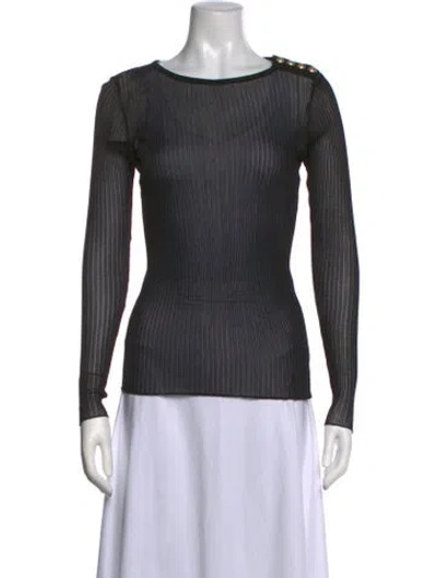 Pre-owned Balmain Striped Crew Neck Sweater In Black