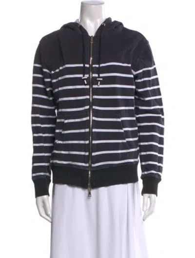 Pre-owned Balmain Striped Crew Neck Sweater In Blue