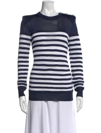 Pre-owned Balmain Striped Crew Neck Top In Multi