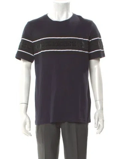 Pre-owned Balmain Striped Crew Neck T-shirt In Black