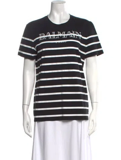 Pre-owned Balmain Striped Crew Neck T-shirt In Multi