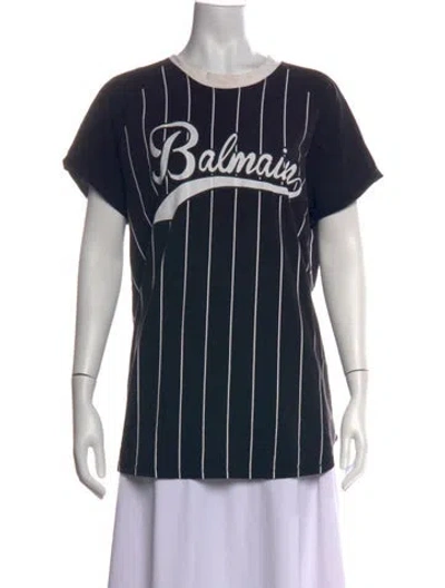 Pre-owned Balmain Striped Crew Neck T-shirt In Multicolor