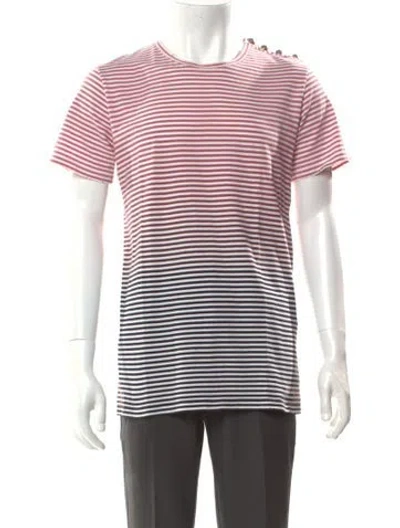 Pre-owned Balmain Striped Crew Neck T-shirt In Red