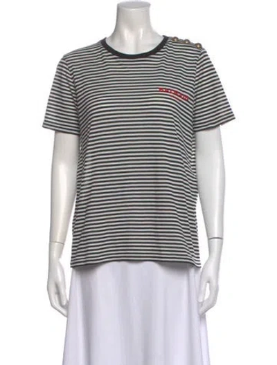 Pre-owned Balmain Striped Crew Neck T-shirt W/ Tags In Black