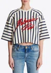 Balmain Striped Baseball T-shirt
