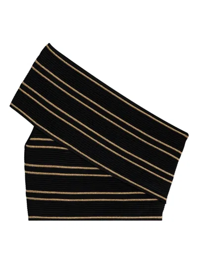 Balmain Striped Cropped Top In Black