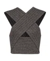 Balmain Striped Crossover-straps Crop Top In Black