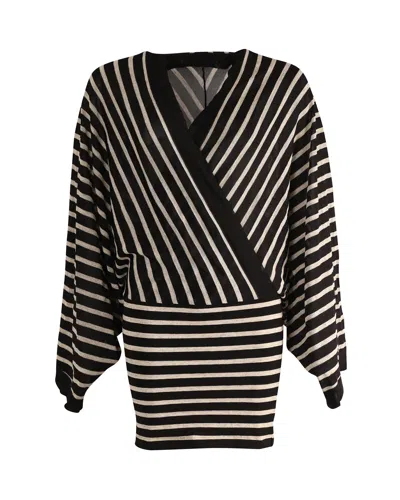 Balmain Striped Dress In Black And White Viscose