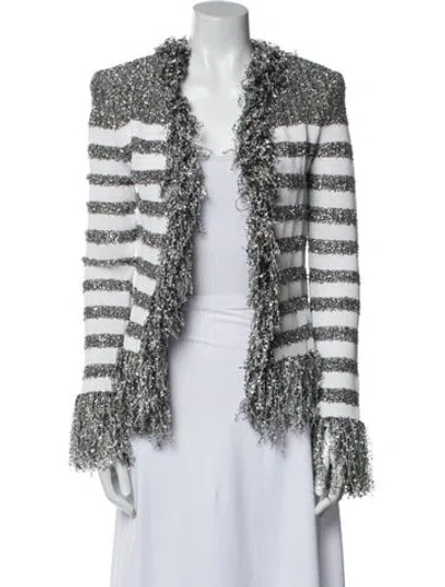 Pre-owned Balmain Striped Evening Jacket In White