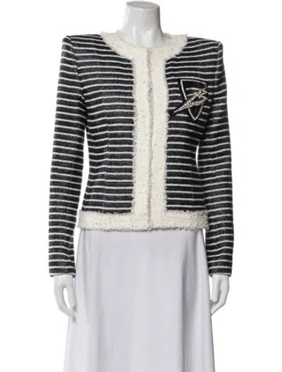 Pre-owned Balmain Striped Evening Jacket In White