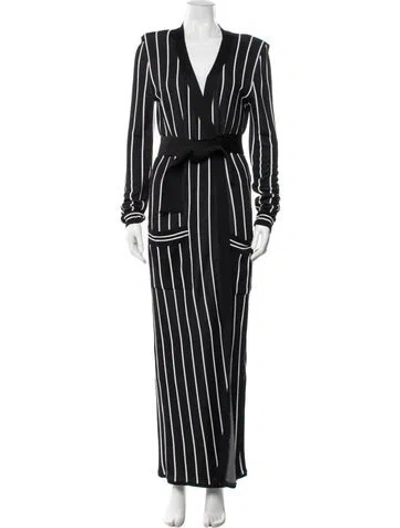 Pre-owned Balmain Striped Faux Fur Coat In Black