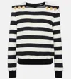 Balmain Striped Jersey Top In Black