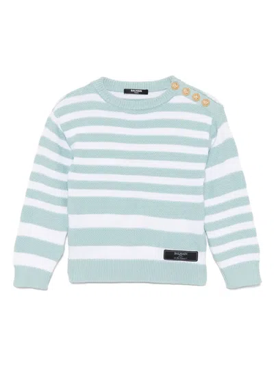 Balmain Kids' Striped Jumper In Blue