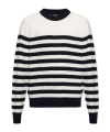 Balmain Embossed Monogram Striped Sweater In White