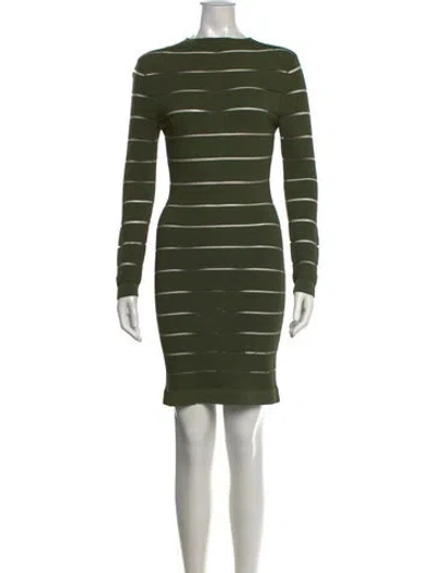 Pre-owned Balmain Striped Knee-length Dress In Green